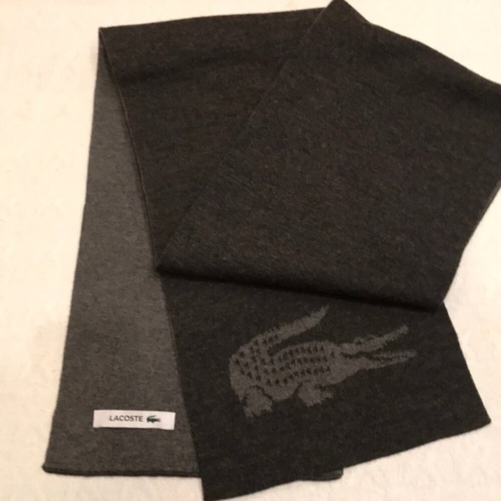 Lacoste Jacquard Crocodile Wool Scarf.